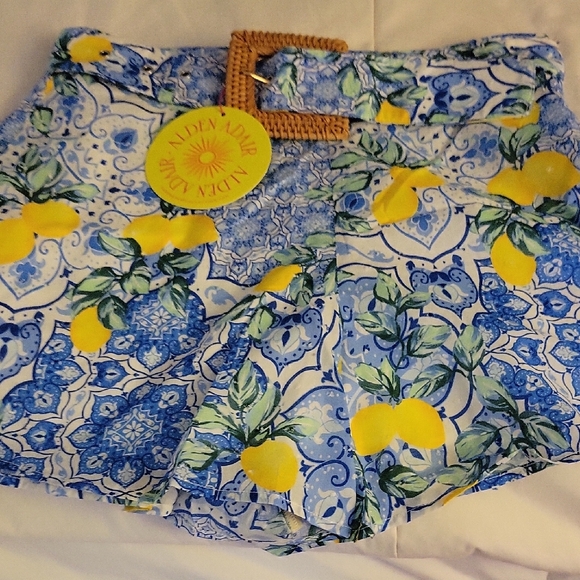 High Waist Lemon Print Shorts